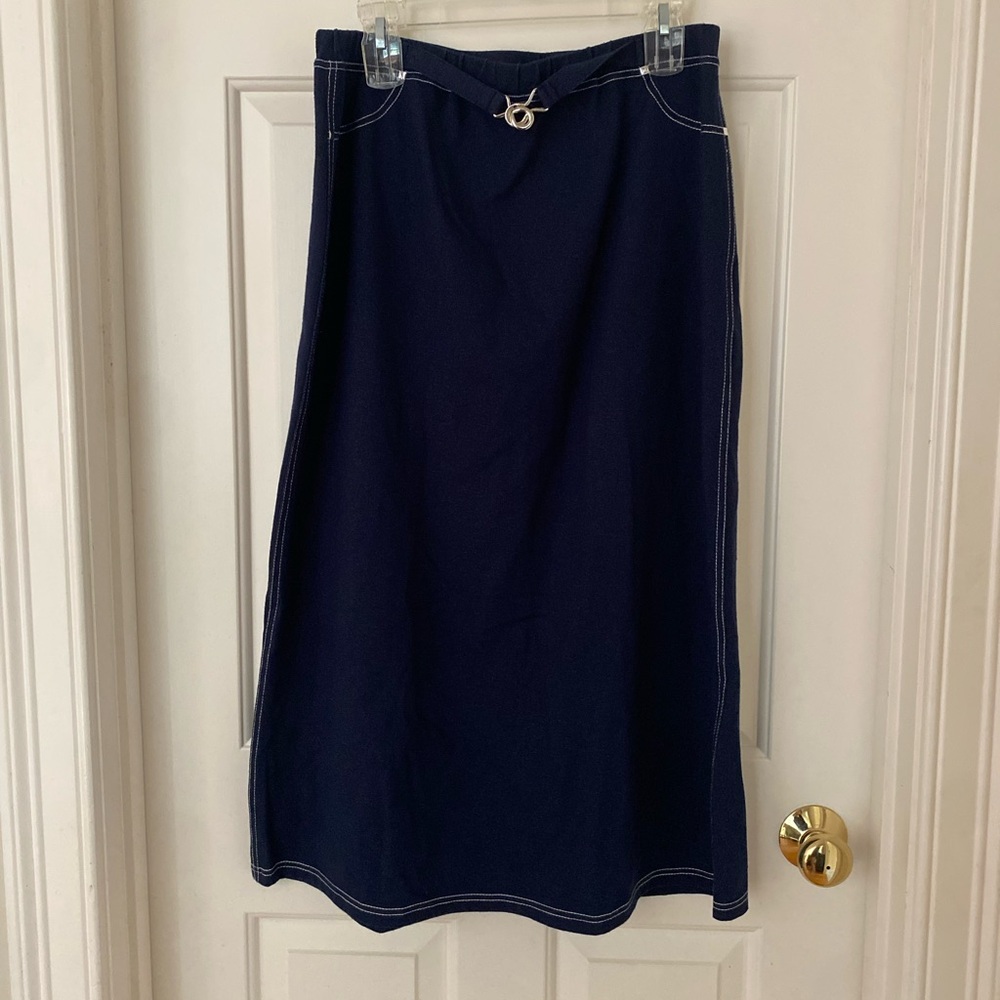Requirements Navy Blue Midi Skirt Y2K